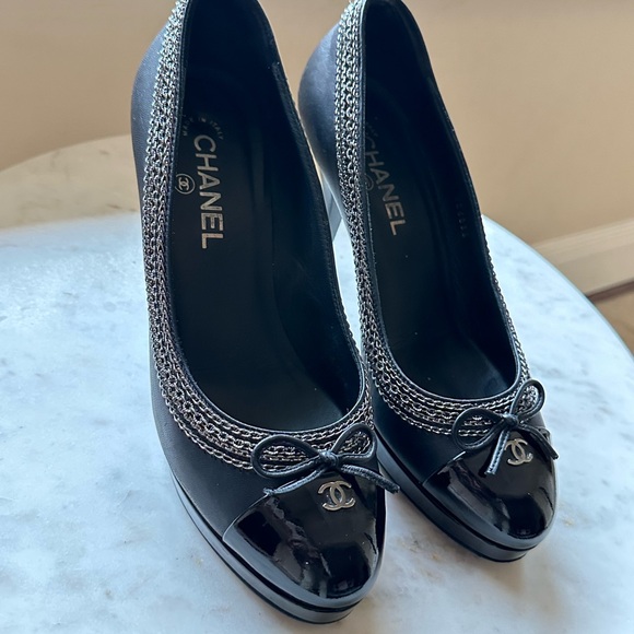 Chanel Black and Silver Heels
